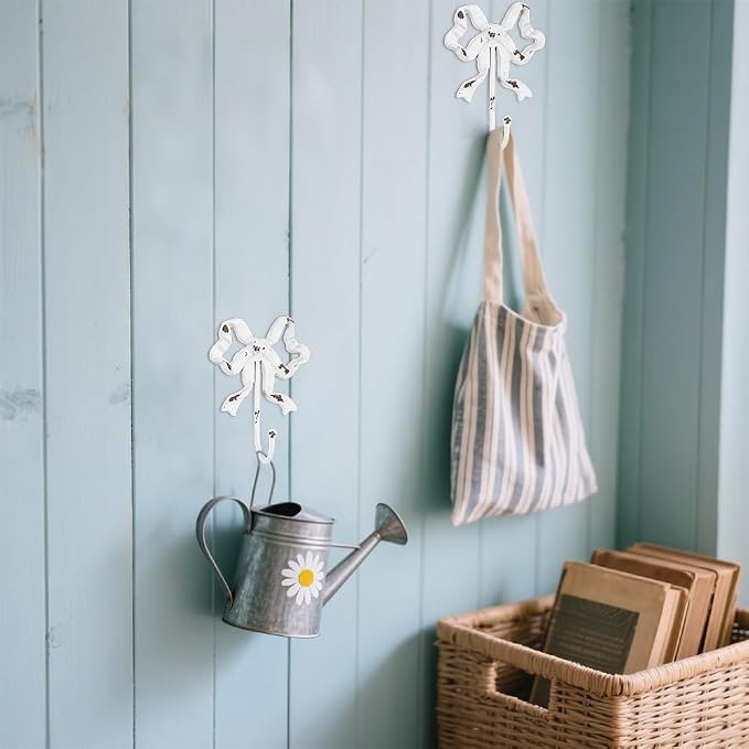 Cast Iron Shabby Chic Wall Mounted Bow Hook,Decorative Coat Hook for Scarf, Bag, Towel, Hat etc for Living Room Kitchen Bathroom Office Pack of 2 - Image 5