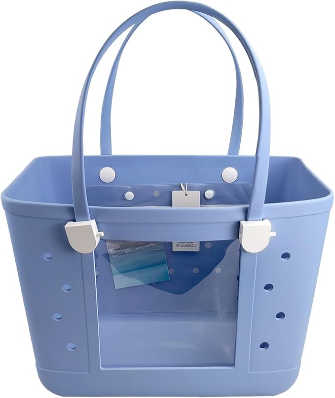 Rubber Beach Bag for Women, Waterproof Travel Tote Bags for Beach | Waterproof Sand-proof Tote Bags with Zipper Pocket, Durable Lightweigh Tote Bag for Outdoor by Unknown