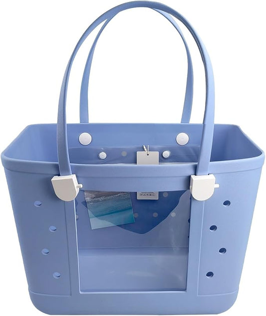 Rubber Beach Bag for Women, Waterproof Travel Tote Bags for Beach | Waterproof Sand-proof Tote Bags with Zipper Pocket, Durable Lightweigh Tote Bag for Outdoor by Unknown