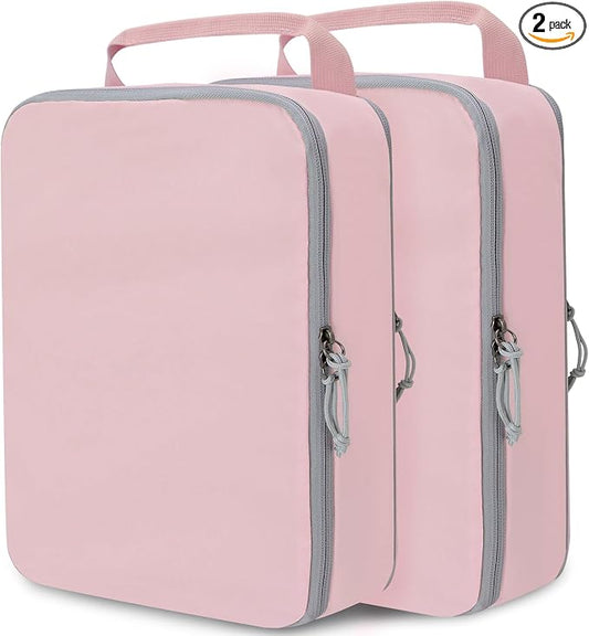 Extra Large Compression Packing Cubes for Travel Essentials, 2 Set Expandable Travel Cubes for Packing Compression Bags Luggage Suitcase Organizer, Pink by CALACH