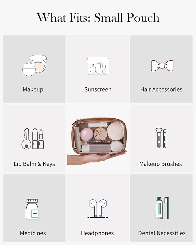 Pocmimut Clear Makeup Bags,Small Makeup Pouch with Large Cosmetic Bag Toiletry Bag Car Accessories Storage for Women Men,Travel Essentials Organizers,Brown - Image 6