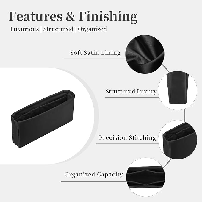 Purse Organizer Insert, Silky-Soft Lightweight Design, Multi-Pocket, Keeps Bag Organized & Protects Interior, Fits Chanel Classic Flap Mini, Ideal for Travel & Daily Use(Black, CF Mini 20) - Image 7