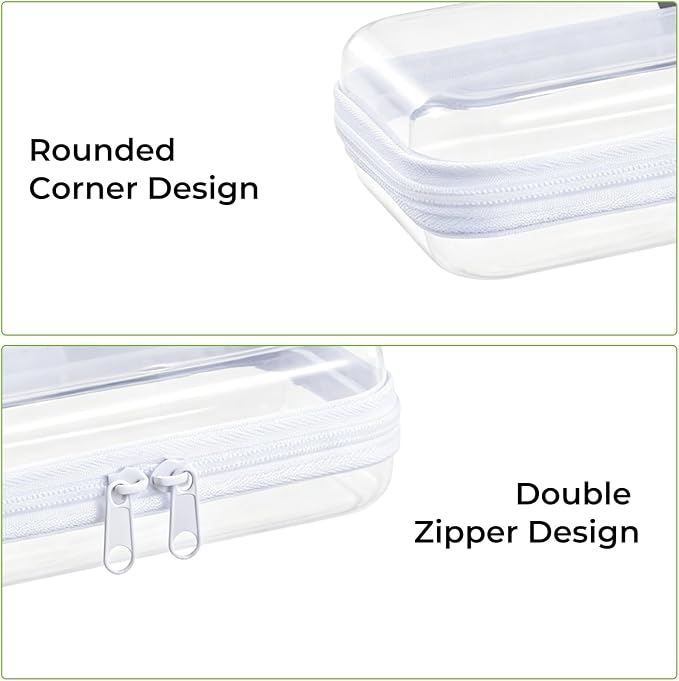 UFORU 6 Pack Clear Hard Shell Zipper Case, Diaper Bag Organizer Pouches for Travel, Heavy Duty Clear Makeup & Toiletry Bags, Hard Plastic Cosmetic Toy Organizer Pouch for Daily Essentials, Large - Image 7