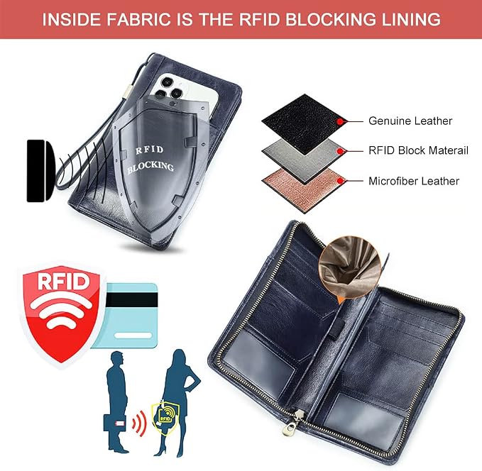 CONTACTS Personalized Family Passport Wallet for 4 Custom Engraved Name | RFID Blocking Travel Documents Organizer, 13 Card Slot - Image 5