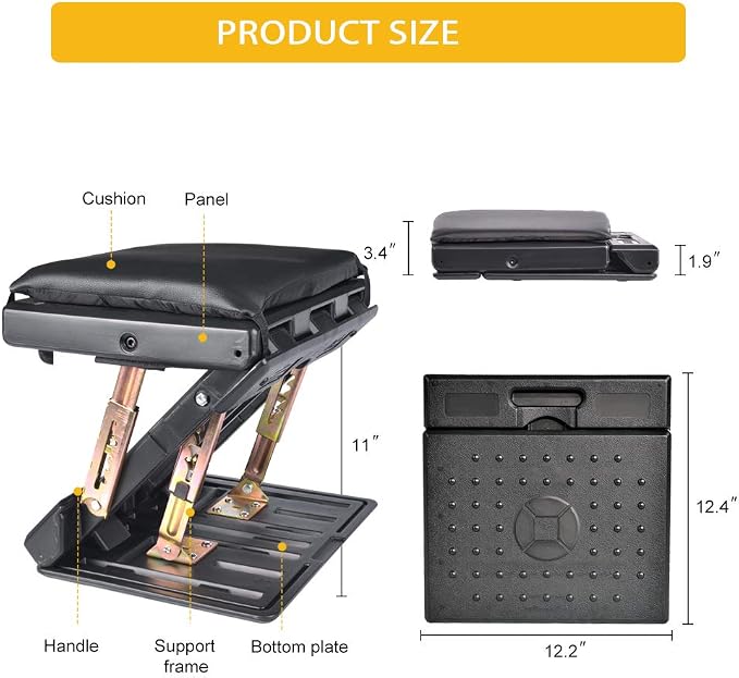 Adjustable Foot Rest for Under Desk at Work, Comfortable Footrest with 4-Level Height Adjustment, Ergonomic Leg Rest for Office Gaming Chair, Black Foot Stool with Removable Soft Pad - Image 4