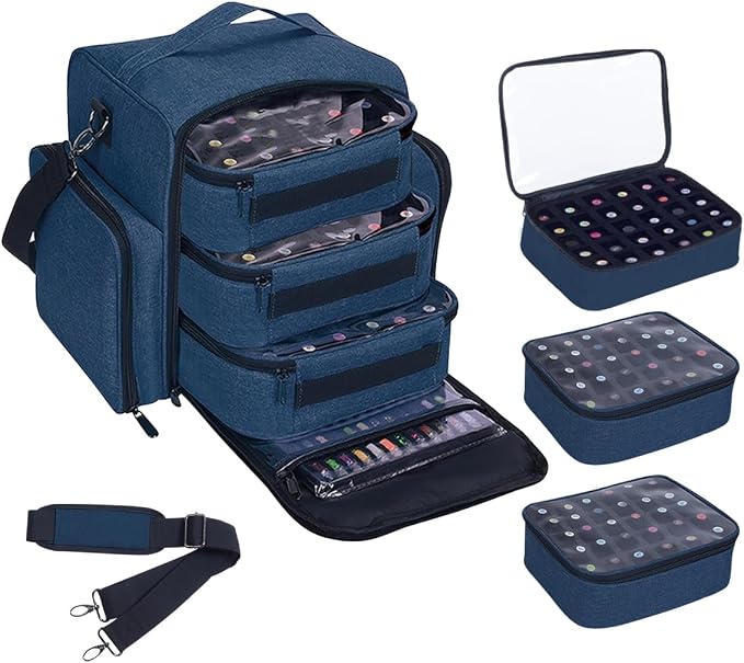 Nail Polish Organizer Case Hold 90 Bottles with 3 Detachable Bag,Blue | Portable Travel Storage Box Designed for Women's Nail Tools, Essential Oils and Cosmetics Sets by UOZL