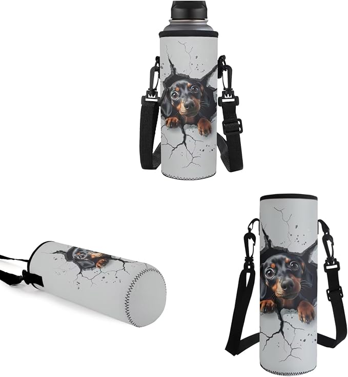 School Backpack Set, Funny Dachshund Portable School Bags with Water Bottle Carrier Lunch Boxes Pencil Cases for Kids Teens Student Bag Daypack Set 4 in 1 - Image 5