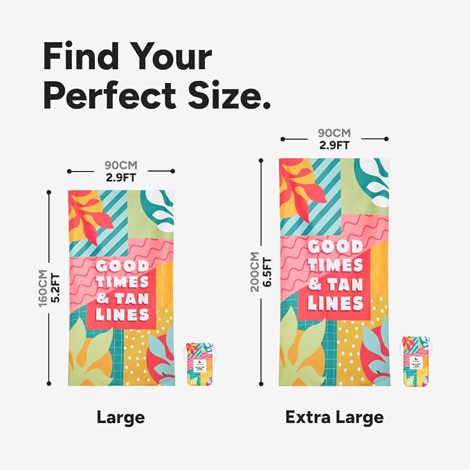 Dock & Bay Beach Towel - Quick Dry, Sand Free - Compact, Lightweight - 100% Recycled - Includes Bag - Good Times & Tan Lines - Extra Large (200x90cm, 78x35) - Image 5