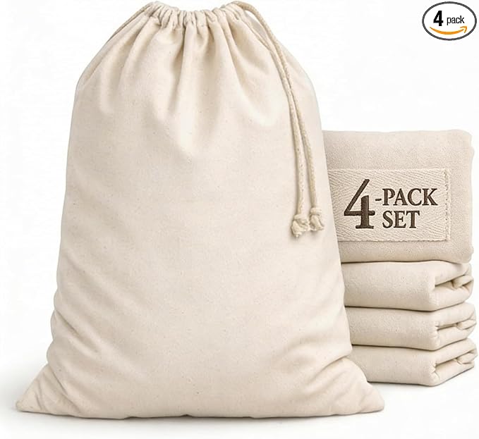 Remagr 4 Pcs 28" x 36" Canvas Laundry Bags Bulk Large Cotton Laundry with Drawstring Heavy Duty Hamper Liner Washable Dirty Clothes for home College Sports Dorms Travel by Remagr