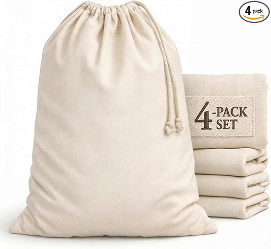 Remagr 4 Pcs 28" x 36" Canvas Laundry Bags Bulk Large Cotton Laundry with Drawstring Heavy Duty Hamper Liner Washable Dirty Clothes for home College Sports Dorms Travel by Remagr