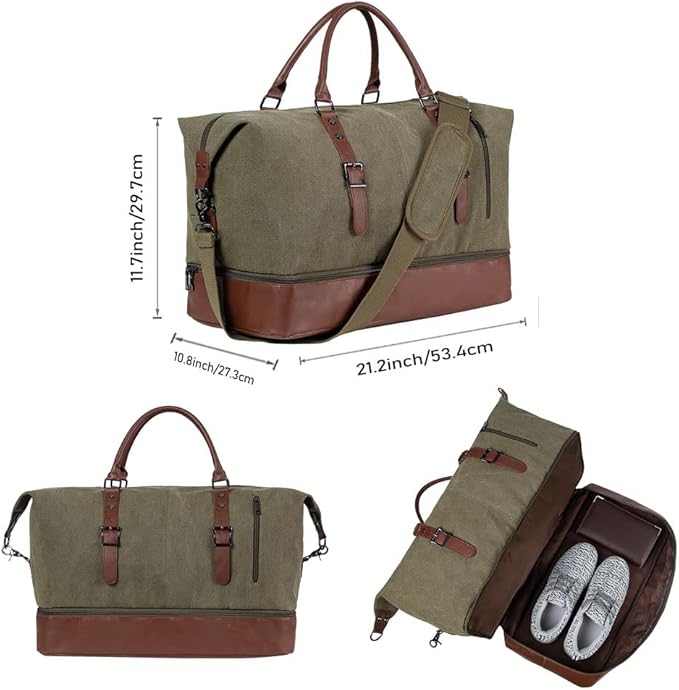 Weekender Overnight Bag Carry On Bag Travel Bag with Shoe Pouch - Image 3