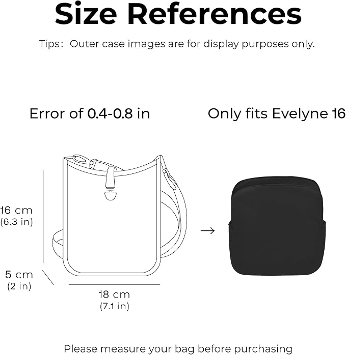 Purse Organizer Insert for HERMES Evelyne 16 Handbag,Custom Fit Inside Premium Matte Black Light weight Water Resistant Tote Bag Insert Accessories - Image 2