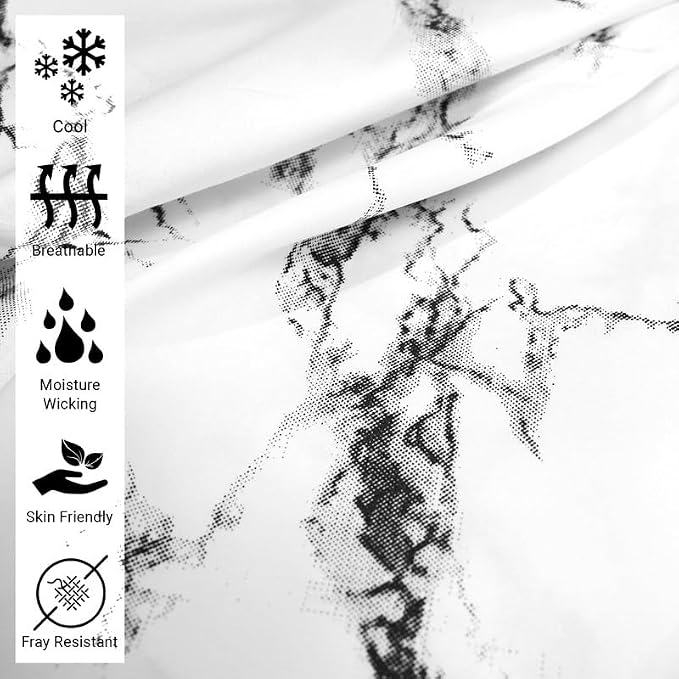 Pizuna Pure 100% Cotton Flat Sheets Only Twin XL Marble White (1 PC), Luxurious 400 Thread Count Long Staple Cotton Sateen with 4" Hem (Combed Twin XL Flat Sheet Only Cotton) - Image 2