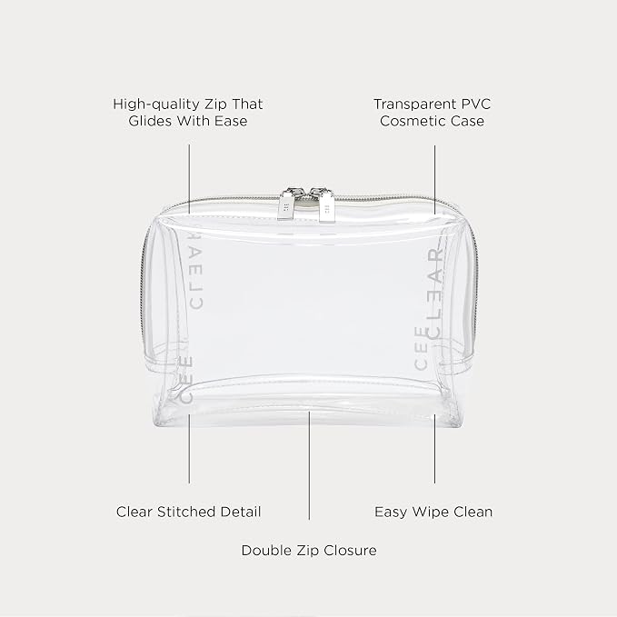 Makeup Bag (Small) - Clear Cosmetic Bag for Travel - TSA Approved Transparent Toiletry Organizer Pouch for Liquids, Make Up, & Essentials - See Through Case with Zipper for Carry On - Image 5