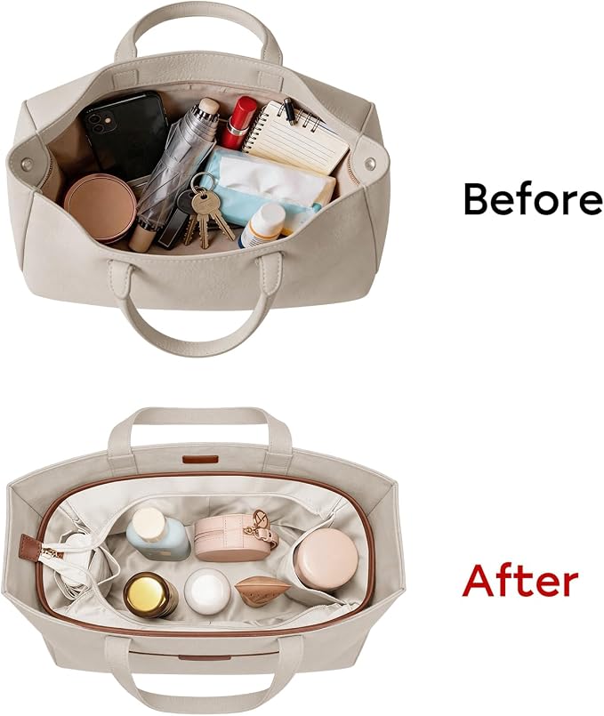 GIVLEFLY Purse Organizer Insert for Tote Bag, 9.84 Inch Satin Bag Organizer with Zipper Top, Multi Pocket Handbag Organizer - Image 7