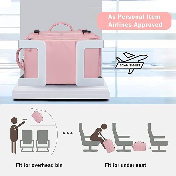 Hanples Travel Backpack for Women, 17 Inch Waterproof Laptop Backpack | 35L Carry on Backpack, TSA Flight Approved Anti Theft Travel Bag, Casual Daypack with 2 Toiletry Bags for Trips, Pink - Image 3