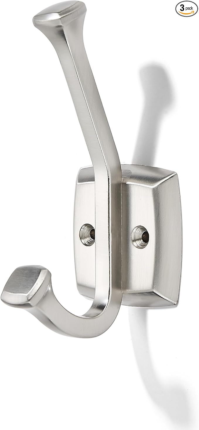 khtumeware 3 Pack 4.7 inch Brushed Nickel Coat Hooks Wall-Mounted Hooks | Applicable to hanging,Towel,robe,bathroom,bag,clothes,entryway Zinc Alloy bathroom hooks by khtumeware