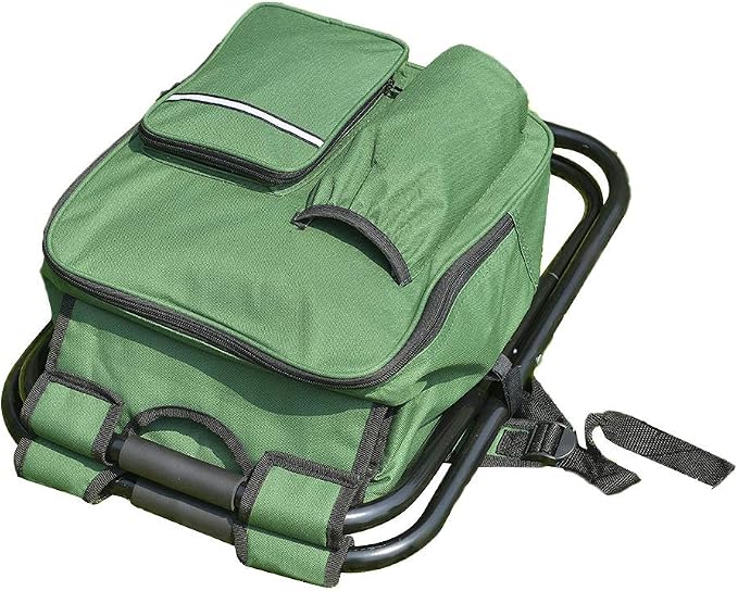 Folding 3 in 1 Camping Chair Stool Backpack with Cooler Insulated Picnic Bag, Hiking Camouflage Seat Table Bag Camping Gear for Outdoor Indoor Fishing Travel Beach BBQ (Green) - Image 6