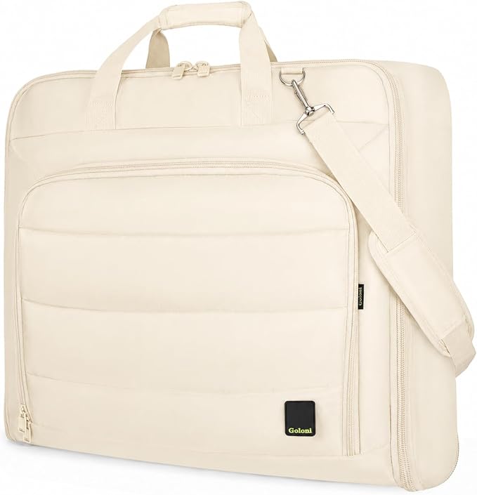 Travel Garment Bag for women,Lightweight Puffy Carry on Garment Bag for Hanging Clothes,44.7'' Waterproof Travel Suit Bag with Shoulder Strap,2 in 1 Foldable Duffle Bag,Beige by GoloniYourStyleYourRule