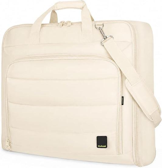 Travel Garment Bag for women,Lightweight Puffy Carry on Garment Bag for Hanging Clothes,44.7'' Waterproof Travel Suit Bag with Shoulder Strap,2 in 1 Foldable Duffle Bag,Beige by GoloniYourStyleYourRule