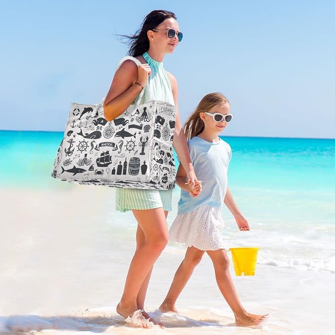 senya Large Beach Shoulder Bags Canvas Tote Water Resistant for Gym Travel Daily - Image 2