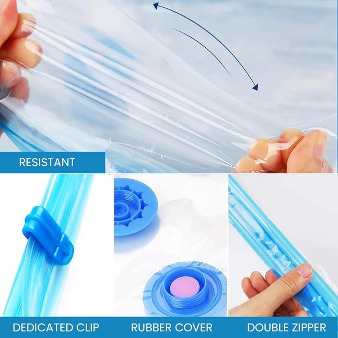 Vacuum Bags for Clothes, Storage Space Saver Bags for Traveling Small for Travel, Compression with Hand Pump - Image 4