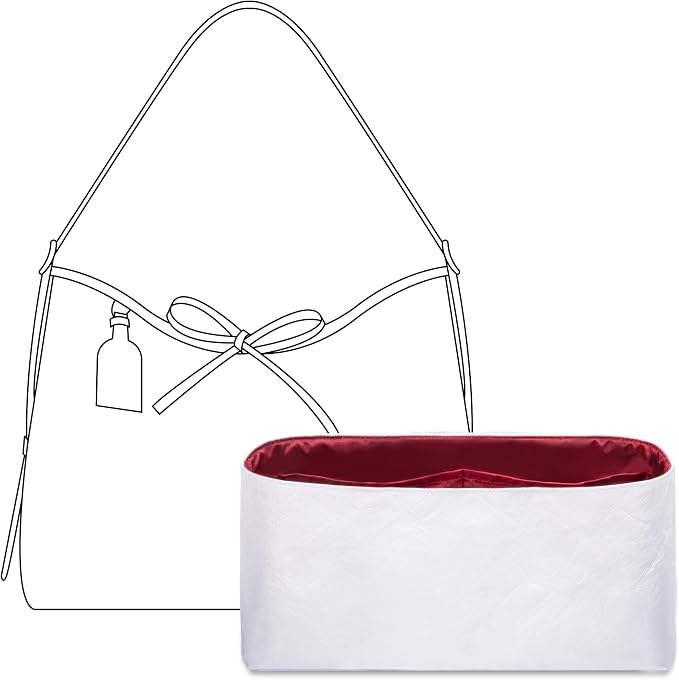 Purse Organizer Insert for LV Carryall MM Handbag, Custom Fit Inside Premium Bordeaux Red Lightweight Water Resistant Tote Bag Insert with Cup Holder Accessories by FANJIProject