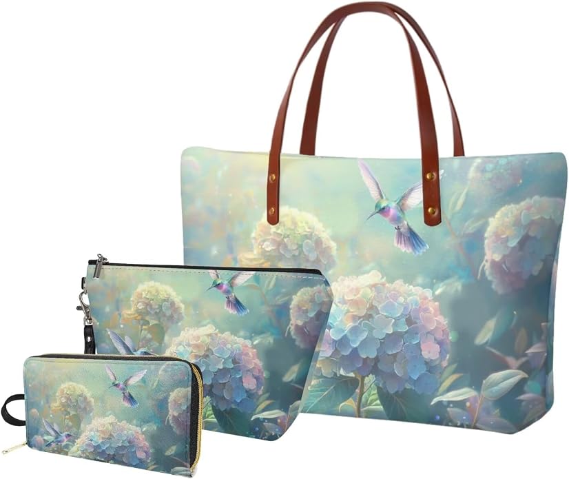 GIFTPUZZ Women Tote Bag Women Wallet Portable Cosmetic Bag for Women Bag Set 3 Pack PU Leather Bags with Zipper - Image 8