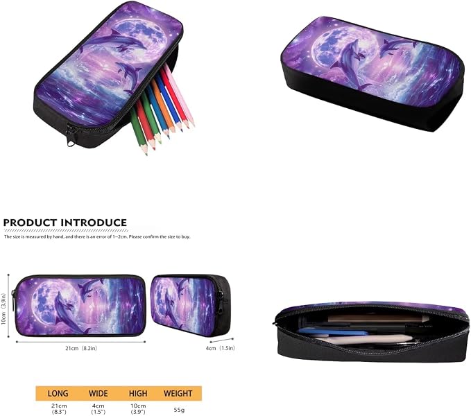 Dolphin Backpack for Girls Kids Backpack with Lunch Box Water Bottle Pouch and Aesthetic Pencil Case 4PCS Set Bookbag with Front Pocket for School Teens 17 inch Large Elementary School Bag - Image 5