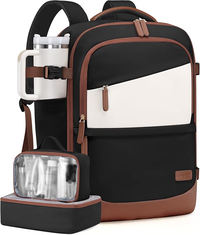 LOVEVOOK Travel Backpack for Women & Men, 40L Carry on Backpack Airline Approved, Large TSA Personal Item Travel Bag fits 17.3" Laptop, Business Weekender Bag for Essentials, 4Pcs by LOVEVOOK