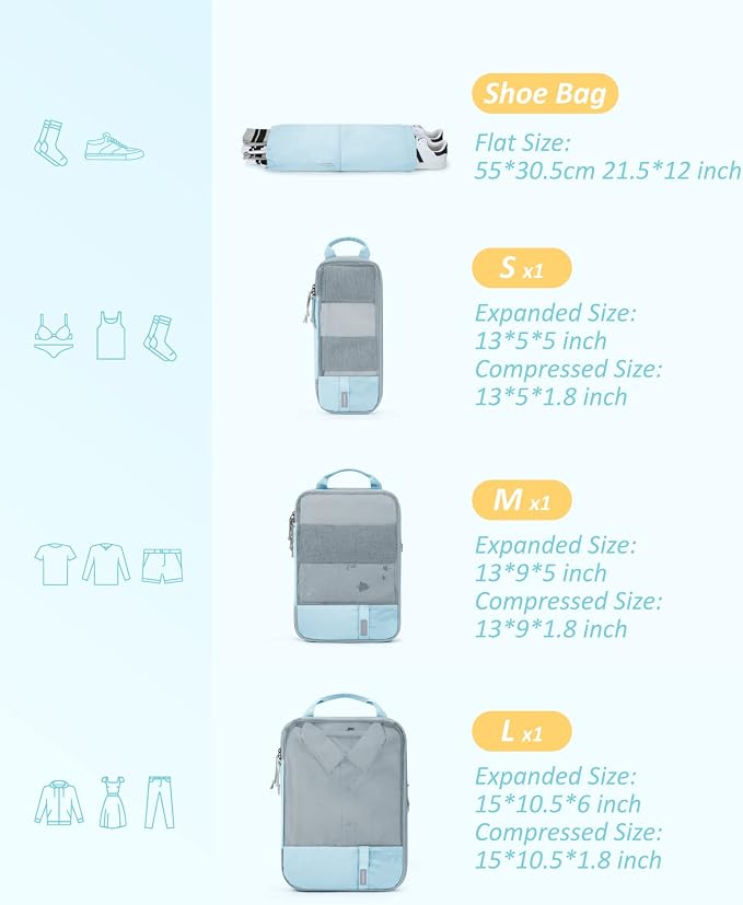 BAGSMART 6 Set /4 Set/2 Set Compression Packing Cubes for Travel, Lightweight Luggage Organizer Bags, Durable Space Saver Bags Travel Essentials - Image 2