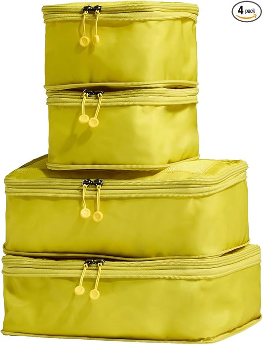 ANTLER - Compression Packing Cubes for Travel, Luggage Organiser for Suitcases or Bags, Travel Accessories, Set of 4, Gorse Yellow by Unknown