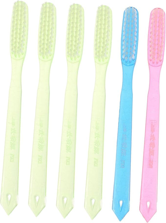 6pcs Hard Bristle Toothbrush for Adults Premium Manual Cleaning Teeth Stain Removal Bulk with Anti-Skid Handle for Daily Oral Hygiene and Travel Use