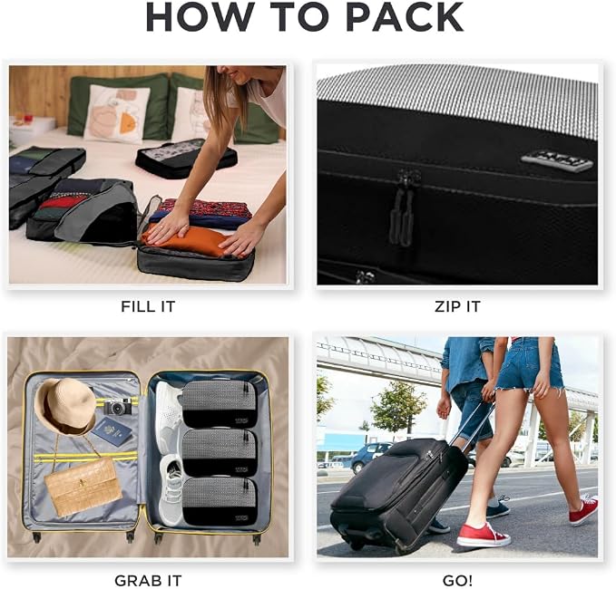 Medium Packing Cubes for Travel - 5pc Packing Cubes for Suitcases - Lightweight Luggage Organizer Bags (Non-Compression) - Image 6