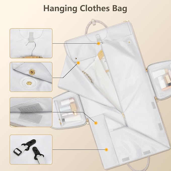 Garment Bags for Travel, Convertible Suit Travel Bag for Women, Stylish Carry On Garment Bag with Toiletry Pocket, Shoulder Strap & Shoes Compartment, 2 in 1 Foldable PU Leather Duffle Bag, Multicolor - Image 7