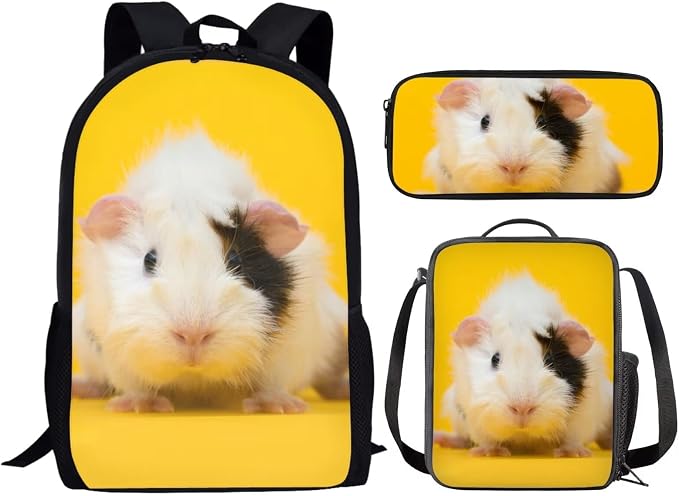 Girls Boys School Backpack with Lunch Box Pencil Case Comfy Padded Lightweight Guinea Pig Backpack Set Kids Cute Bookbag Insulated Lunch Bag Student Large Capacity Daypack 17 Inch - Image 2