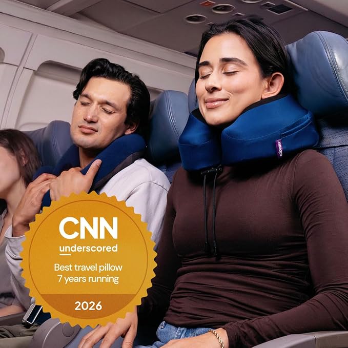 Cabeau Evolution S3 Travel Pillow - Memory Foam Neck Pillow for Airplane and Long Flights with Seat Straps for Head and Neck Support, 360 Degree Support (Steel Grey) - Image 5
