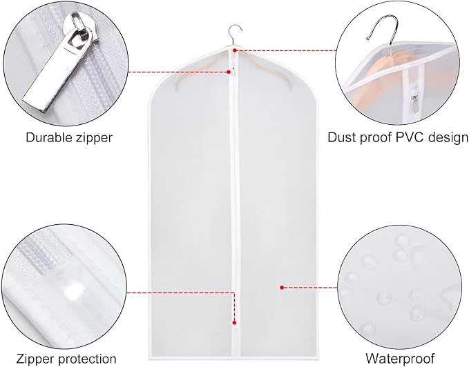 Zilink Clear Garment Bags Suit Bag for Storage 43-inch with Sturdy Zipper Suit Cover for Suit, Coat, Dress Clothes Cover Storage, Set of 10 - Image 4