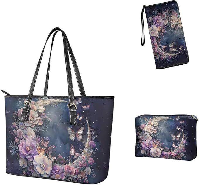 Women Purse Handbags Wallet Sets Leather Shoulder Tote Bag for Women,Top Handle Purse with Wrist Wallet Bag - Image 4