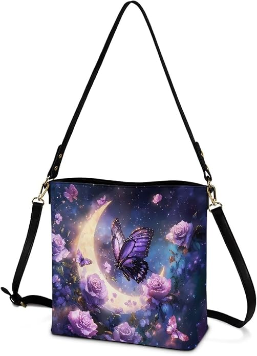 HUGS IDEA Boho Bags for Women Leather Handbag Shoulder Bucket Crossbody Purse - Image 5