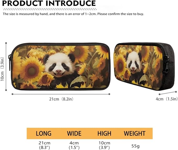 Sunflower Panda Print Backpack Set Schoolbag Boys Girls Large Backpacks Lunch Box Pencil Case 17 Inch Travel Laptop Computer Backpacks Rucksack Daypack with Ergonomic Straps - Image 5