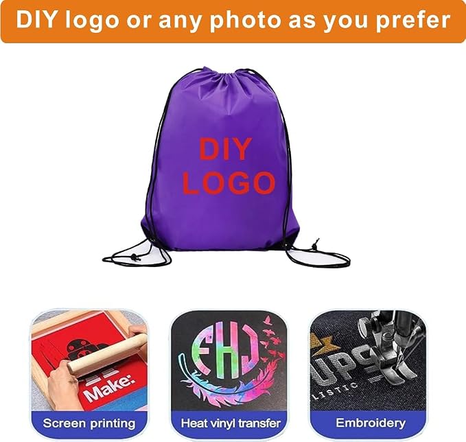 Drawstring Backpack Bulk 30 Packs Draw String Backpack Bags DIY Gym Sports Traveling Trip ride Pedestrianism Yoga Cinch Bag Sackpack Drawstring (purple) - Image 6