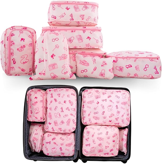 Collectibles Barbie Beauty 7 Piece Soft Storage Organization Packing Cubes Travel Set (Officially Licensed Product) By Franco by Franco
