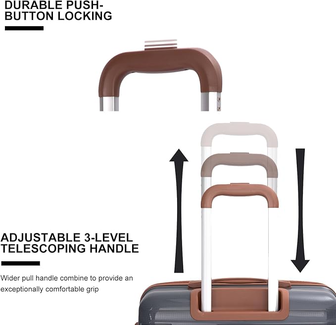 Travelhouse Luggage Sets 5 Piece with Double Spinner Wheels,PP Hardside Suitcase Sets with TSA Lock,Carry On Luggage Set with Travel Duffle Bag for Women and Men - Image 5
