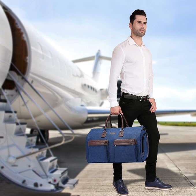 Convertible Garment Bag with Shoulder Strap, Modoker Carry on Garment Duffel Bag for Men Women - 2 in 1 Hanging Suitcase Suit Travel Bags, Blue, 45l, Casual, Convertible - Image 6