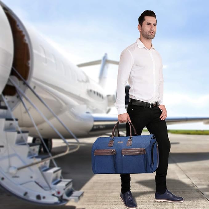 Modoker Convertible Garment Bag with Toiletry Bag, Carry on Garment Duffel Bag for Men Women - 2 in 1 Hanging Suitcase Suit Travel Bags,Navy blue - Image 6