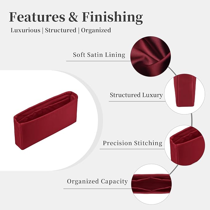 Purse Organizer Insert, Silky-Soft Lightweight Design, Multi-Pocket, Keeps Bag Organized & Protects Interior, Fits Chanel Classic Flap Small, Ideal for Travel & Daily Use(Ruby, CF Small 23) - Image 7