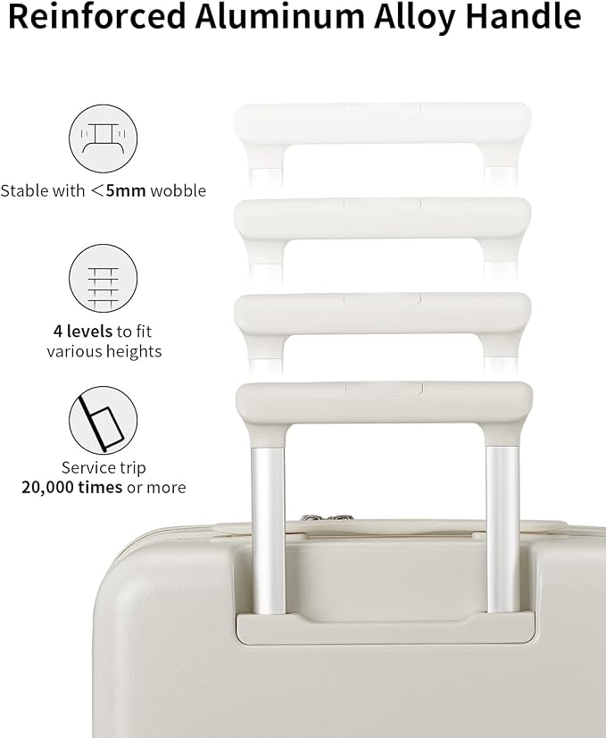 Expandable Top Open Carry On Luggage 22x14x9 Airline Approved, 20 Inch Hard Shell Carry On Suitcase with Spinner Wheels,Travel Small Luggage for Women Men,Coconut White - Image 9