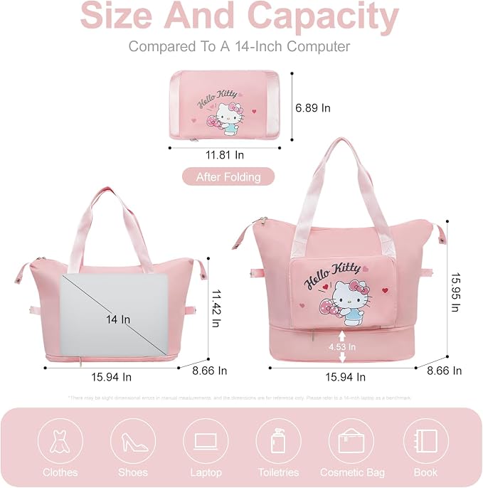 AmBealla Large Waterproof Travel Bag Weekender Carry On Tote,Lightweight Polyester Luggage Sleeve Overnight for Women Girls,Fits on Suitcase Work&Gym Sports - Image 2