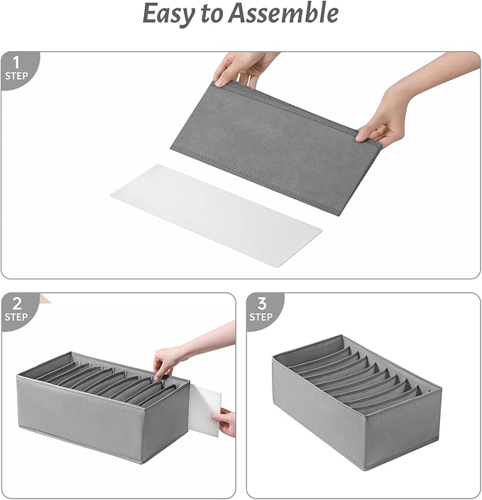 4 Packs T-shirt Drawer Organizers for Clothing,10 Grids Compartment Wardrobe Storage Box, Clothes Organizer for Folded Clothes, T-shirt, Legging-15.75''x9.06''x5.91'' - Image 6